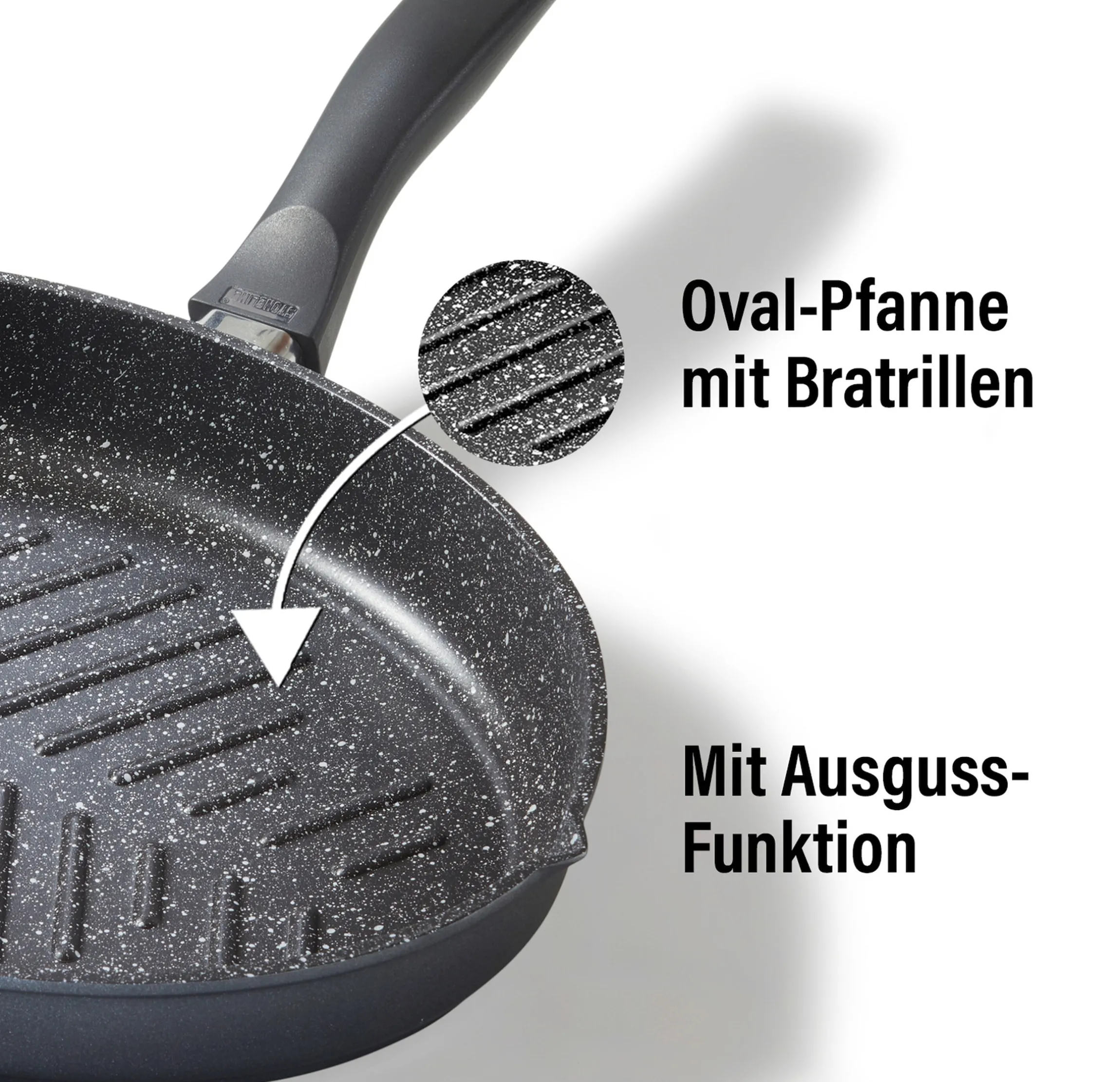 STONELINE Fisch- und Schnitzelpfanne Oval 35x24 cm | mit Deckel
