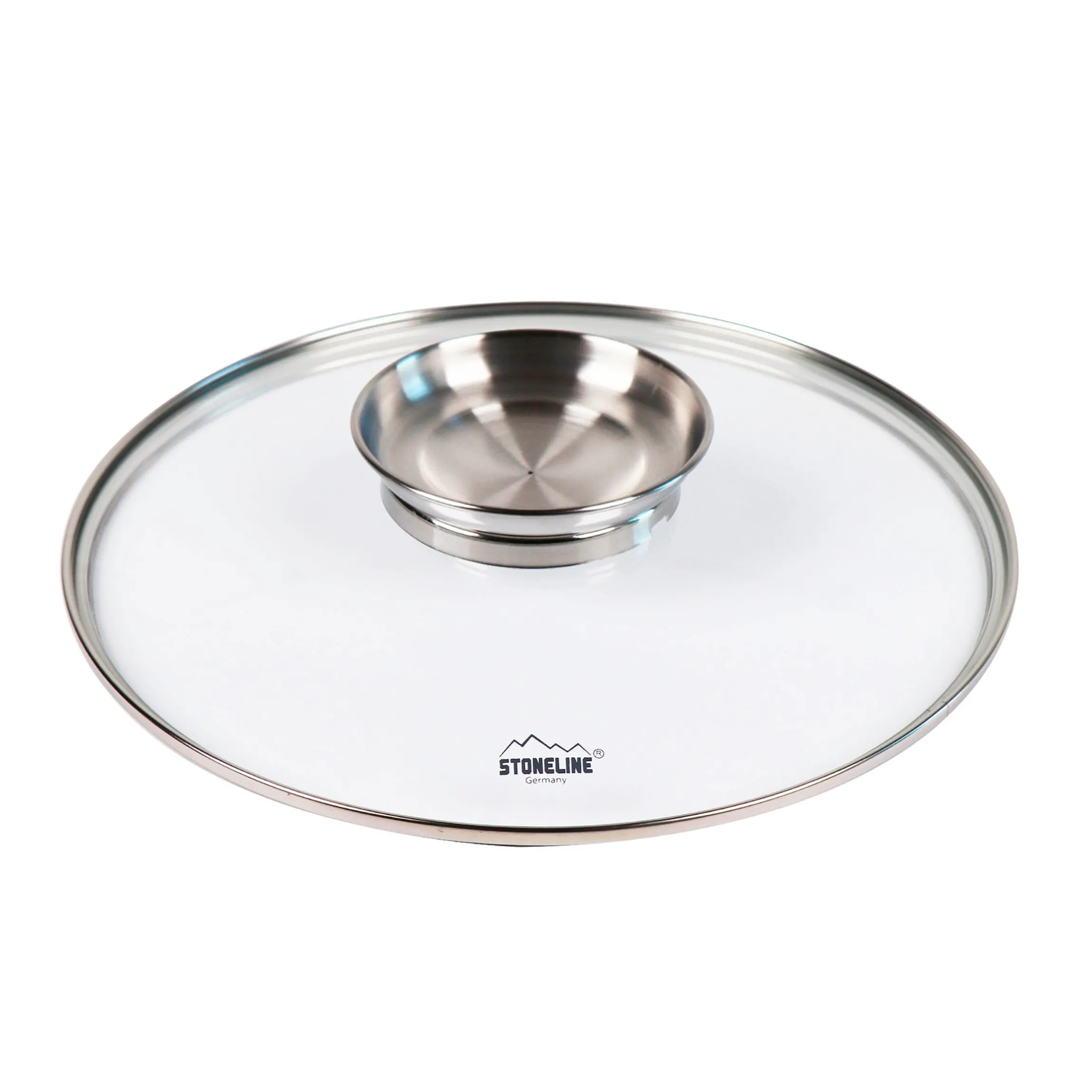 STONELINE Glasdeckel 24 cm mit Aroma-Deckel | Edelstahl