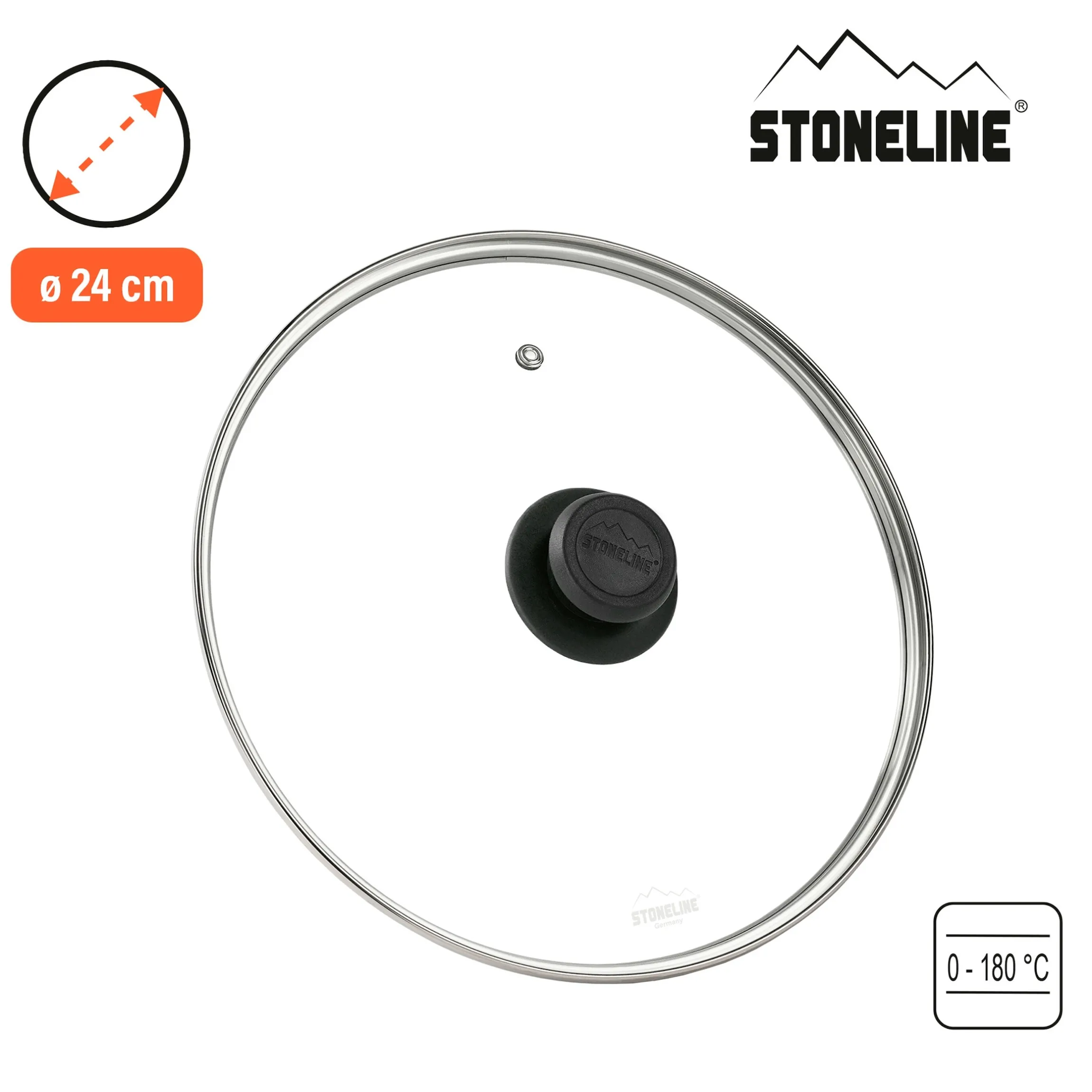STONELINE Glasdeckel 24 cm | Schwarz