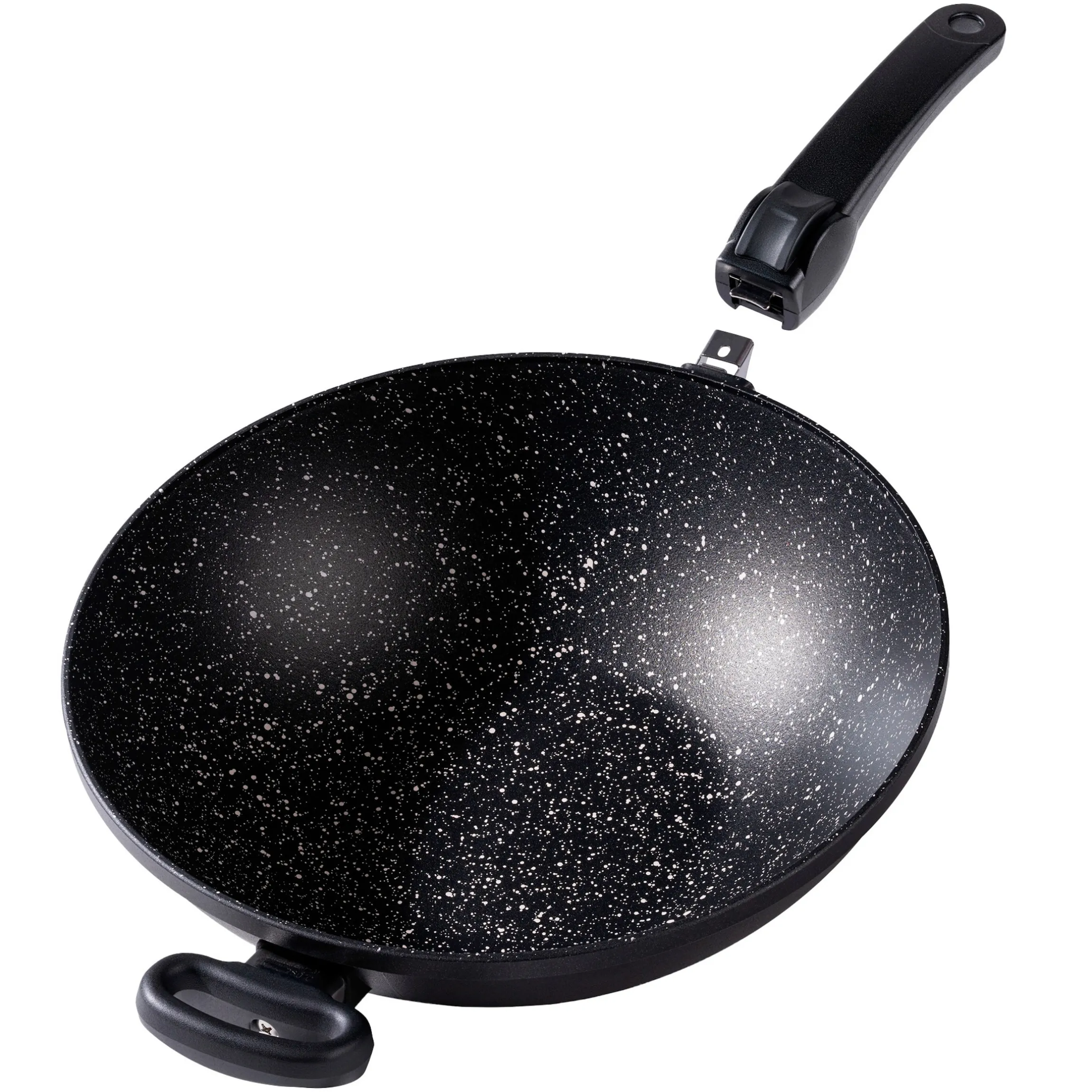 STONELINE Made in Germany Wokpfanne 32 cm mit abnehmbarem Griff | ohne Deckel - Schwarz