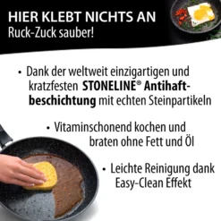 STONELINE Made in Germany Wokpfanne 32 cm mit abnehmbarem Griff | ohne Deckel - Schwarz