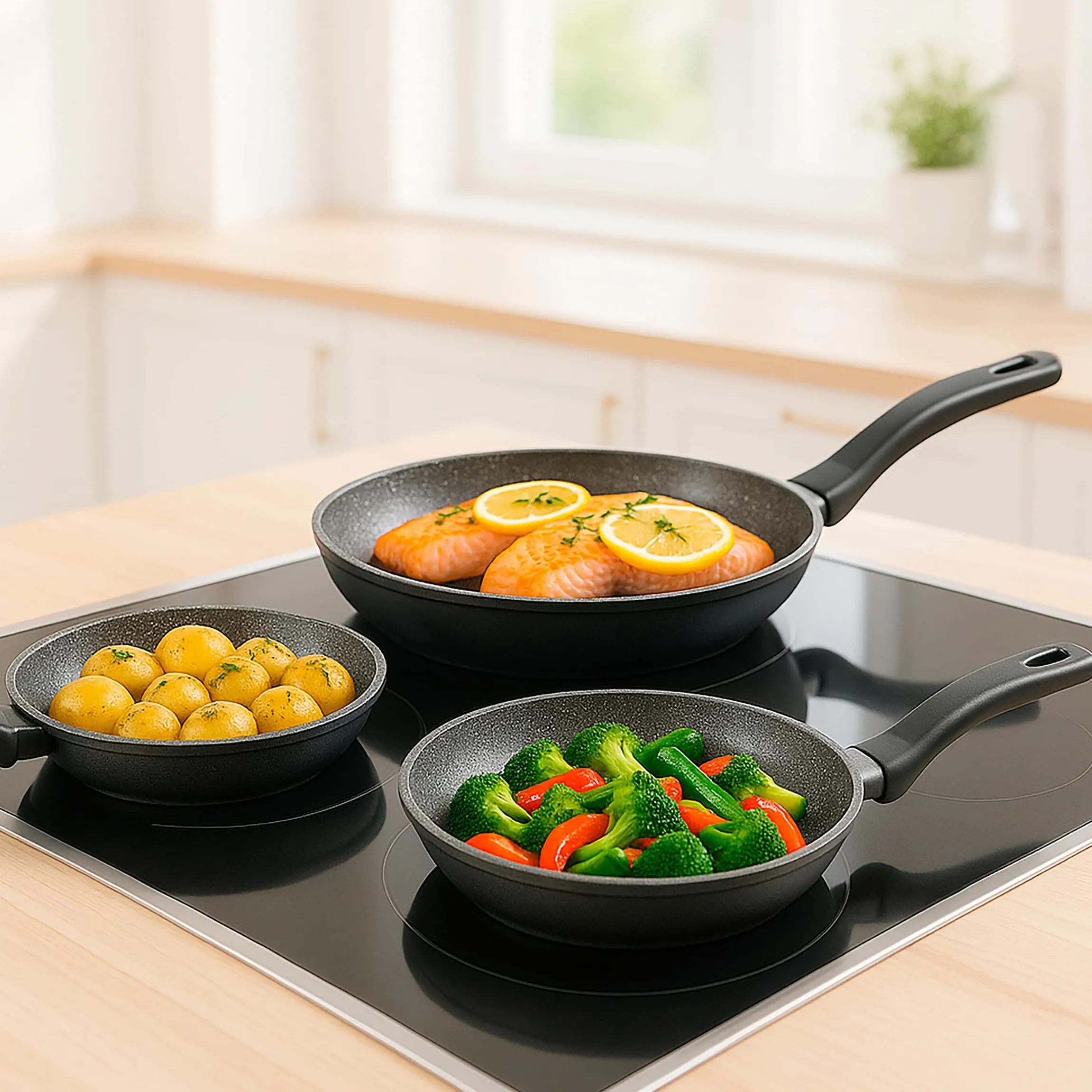 STONELINE Pfannen-Set 3-teilig 20/24/28 cm | ohne Deckel