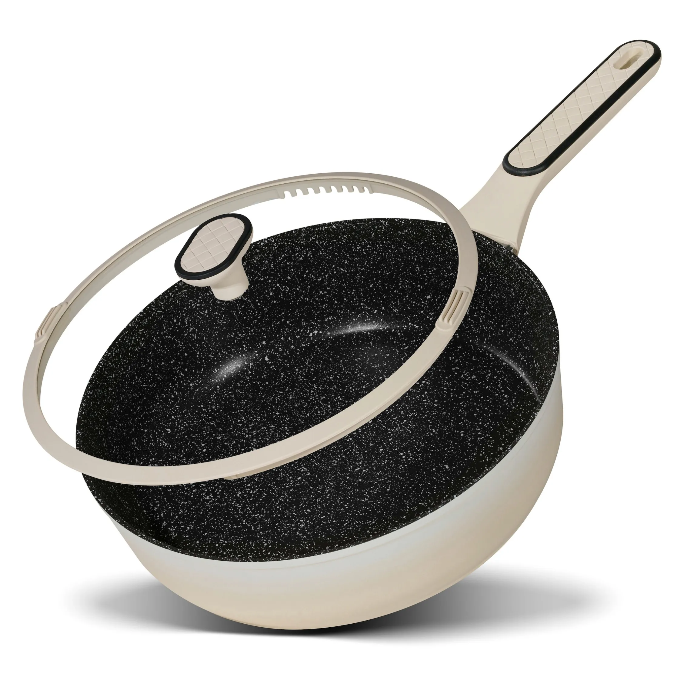 STONELINE Schmorpfanne 28 cm Creme | mit Deckel