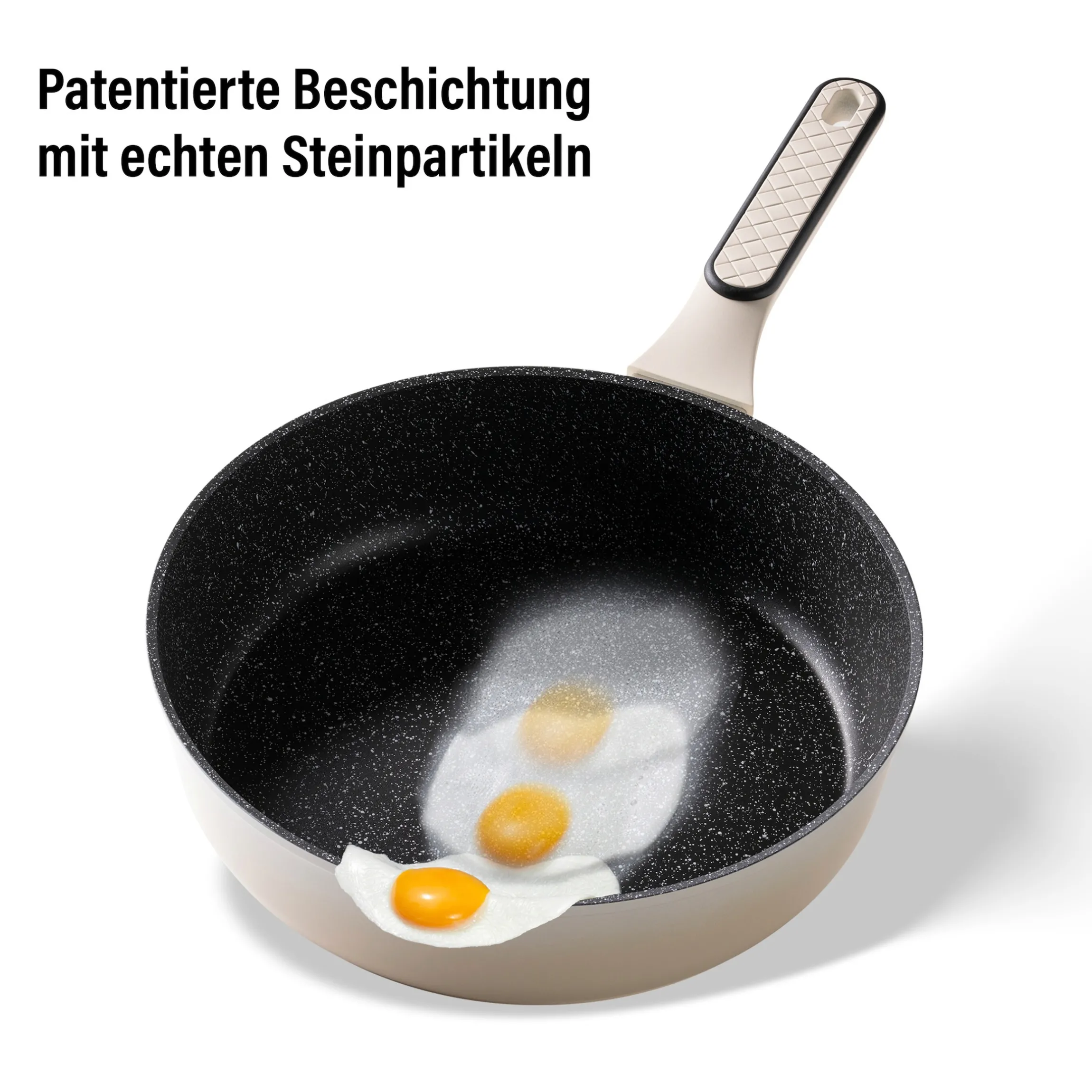 STONELINE Schmorpfanne 28 cm Creme | mit Deckel