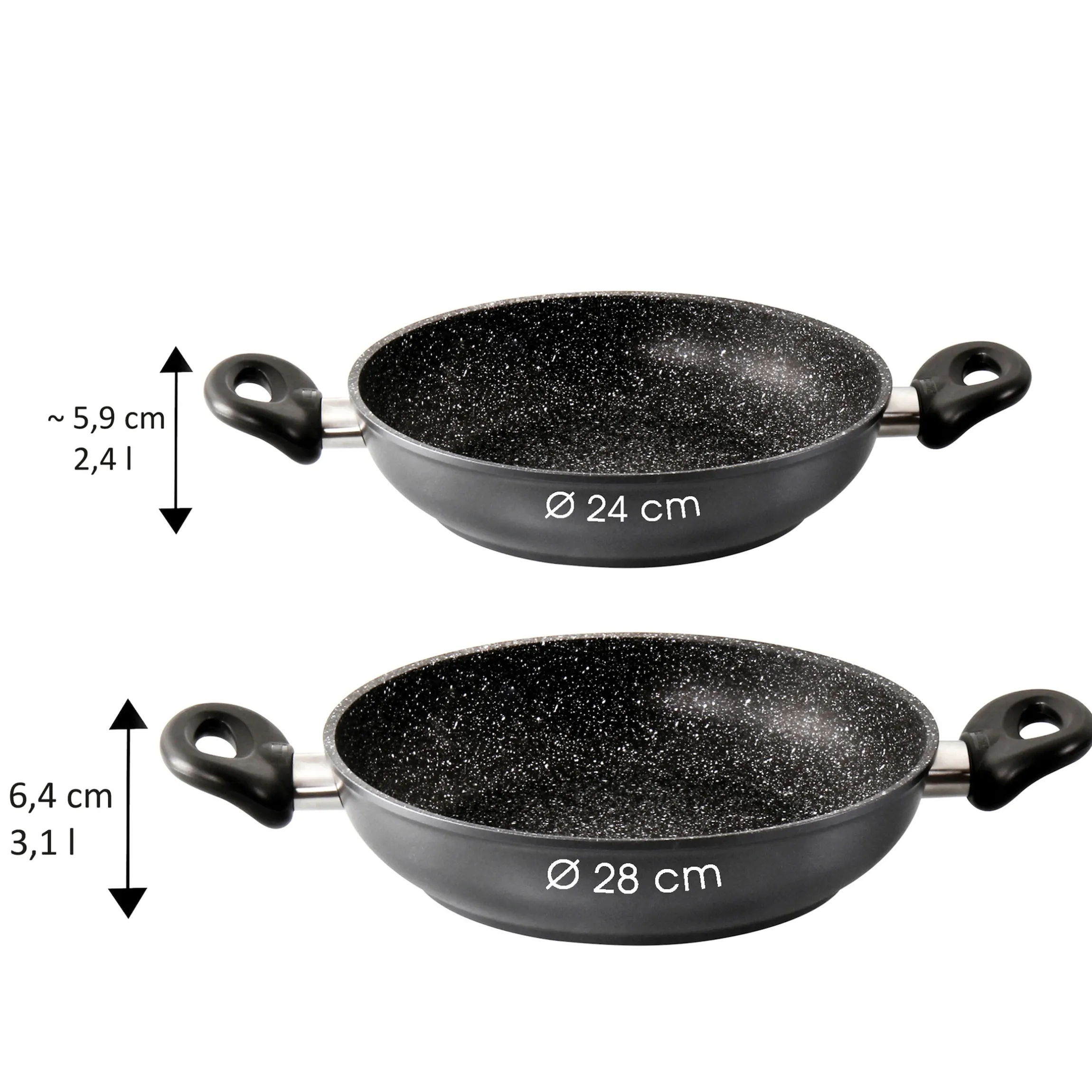 STONELINE Servierpfanne 24 cm | Schwarz