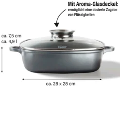 STONELINE Servierpfanne Eckig 28 cm | mit Deckel