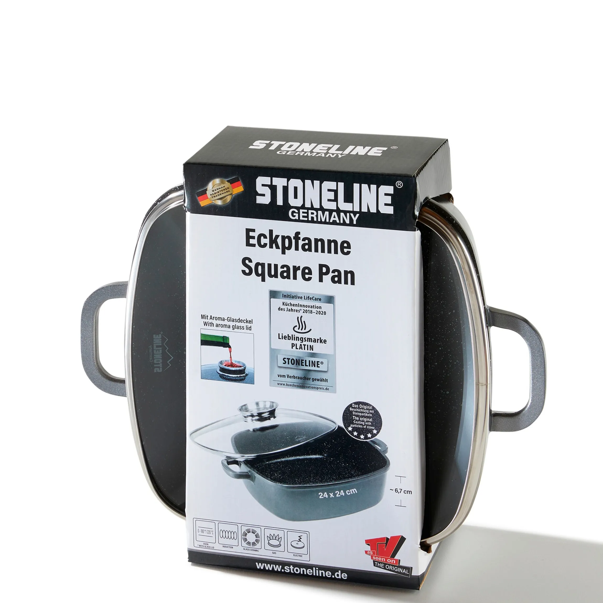 STONELINE Servierpfanne Eckig 24 cm | mit Deckel