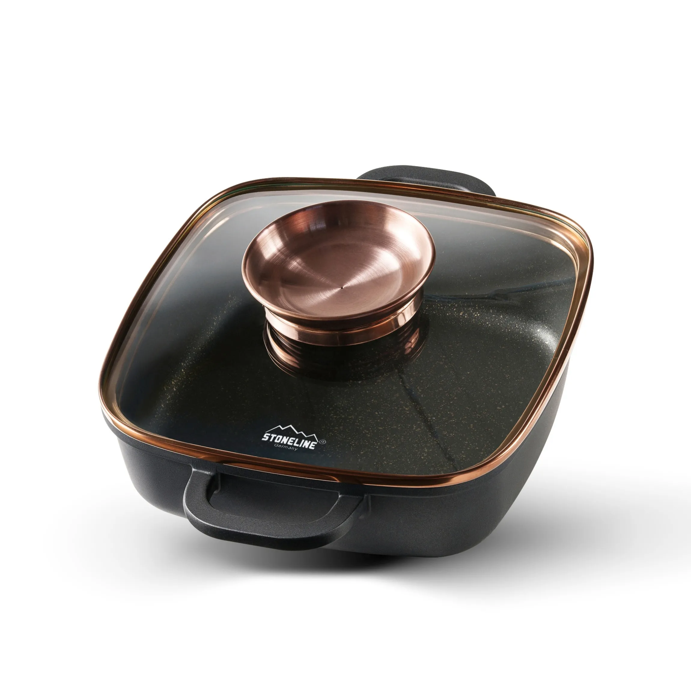 STONELINE Servierpfanne Eckig 20 cm Roségold | mit Deckel