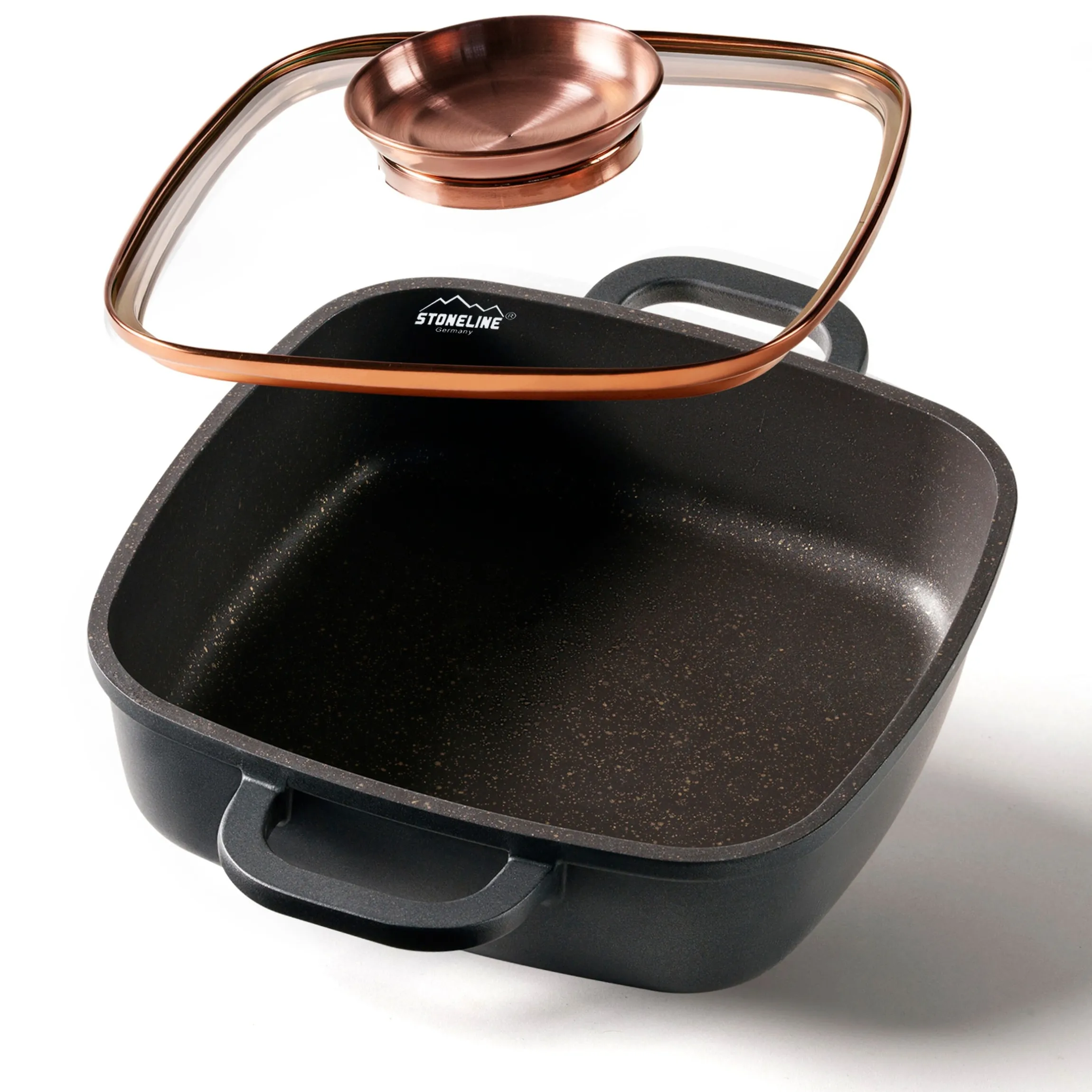 STONELINE Servierpfanne Eckig 20 cm Roségold | mit Deckel
