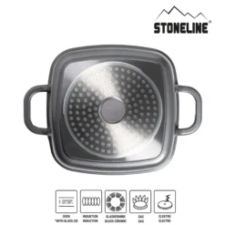 STONELINE Servierpfanne Eckig 20 cm Roségold | mit Deckel