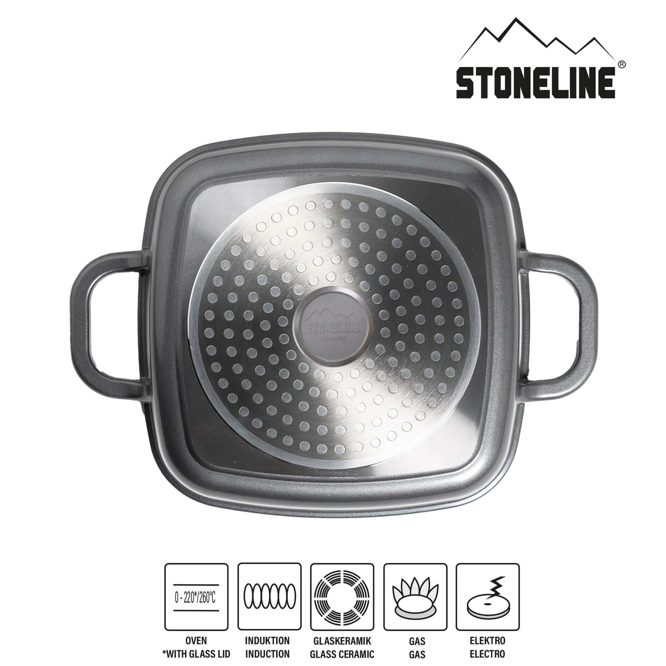 STONELINE Servierpfanne Eckig 20 cm Roségold | mit Deckel