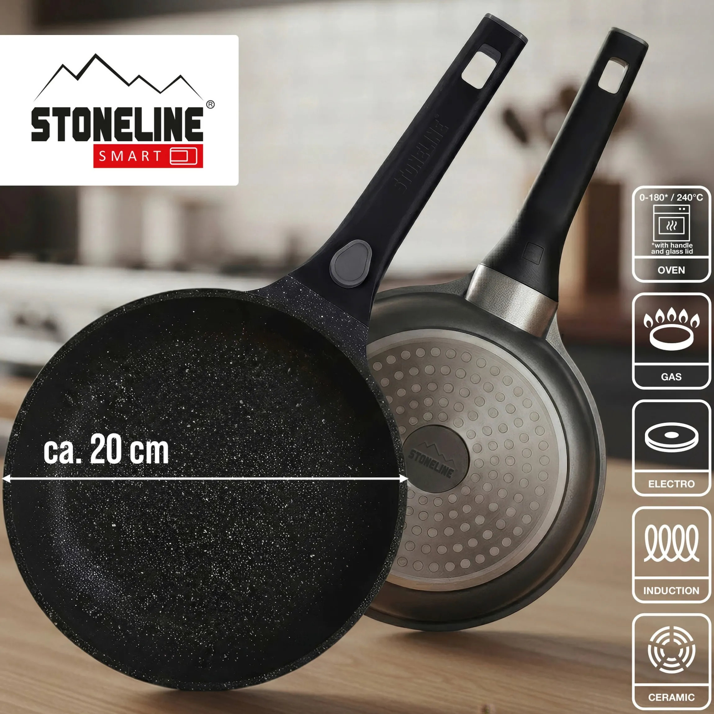 STONELINE SMART Bratpfanne 20 cm | ohne Deckel - Grau