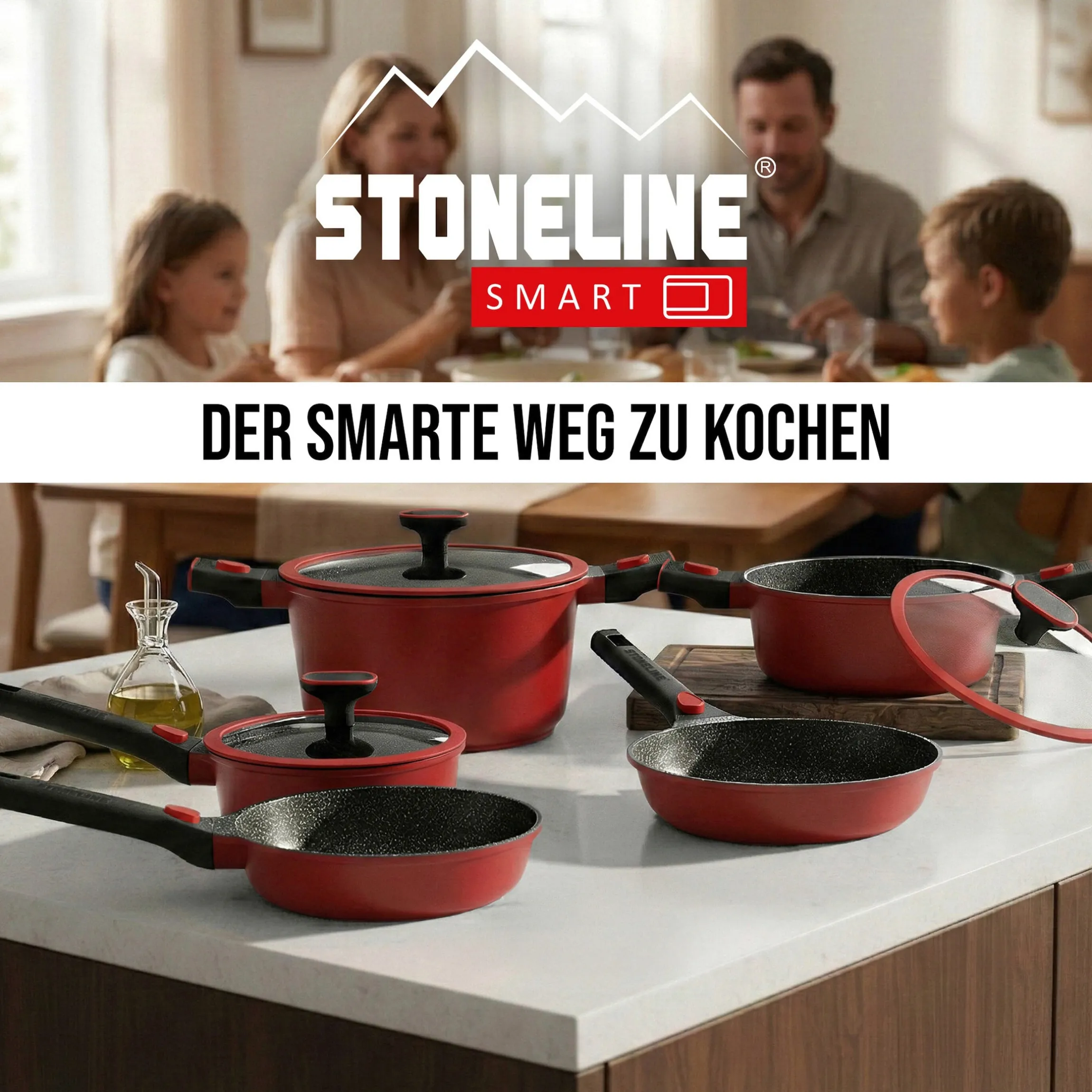 STONELINE SMART Bratpfanne 24 cm | ohne Deckel - Rot