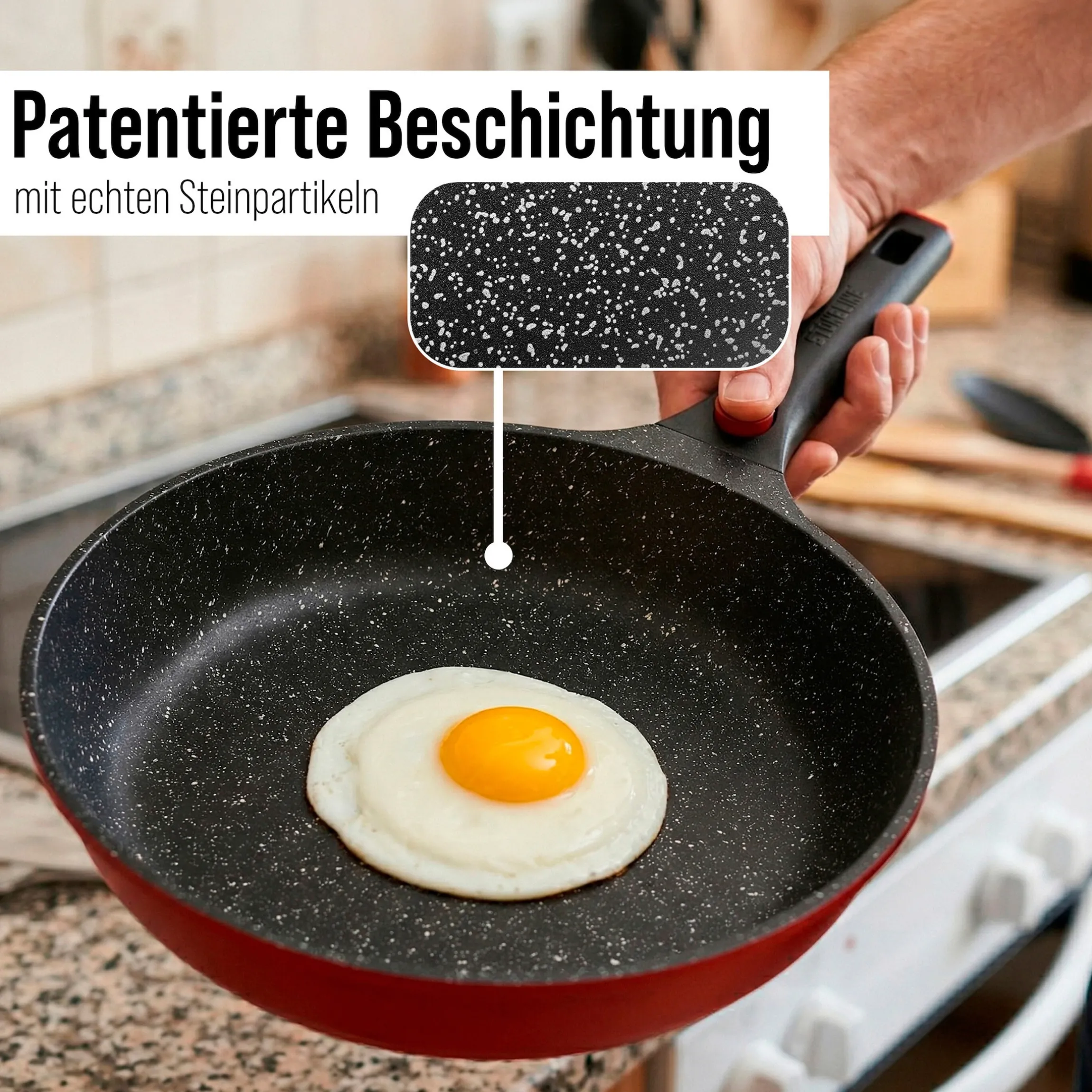 STONELINE SMART Bratpfanne 28 cm | ohne Deckel - Rot