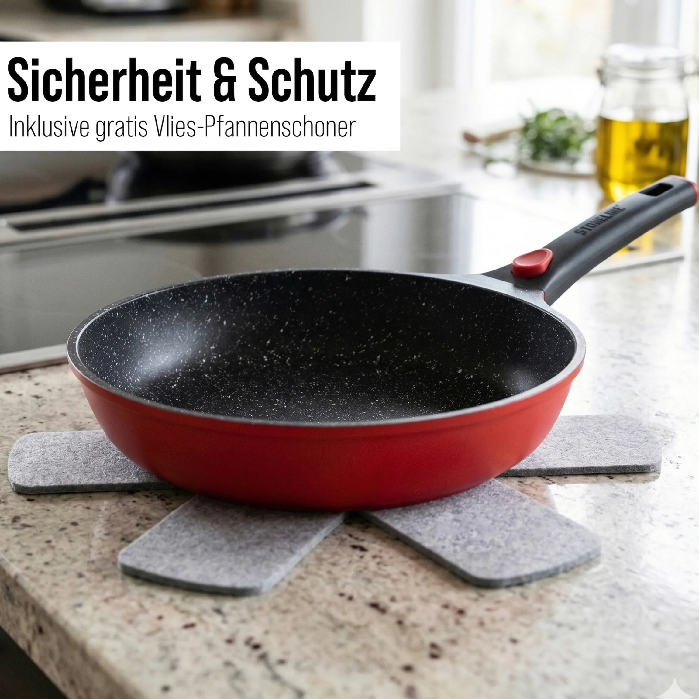 STONELINE SMART Bratpfanne 28 cm | ohne Deckel - Rot