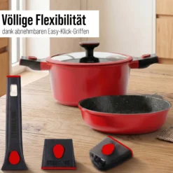 STONELINE SMART Kochgeschirr-Set 8-teilig 18/20/24 | mit Deckeln - Rot