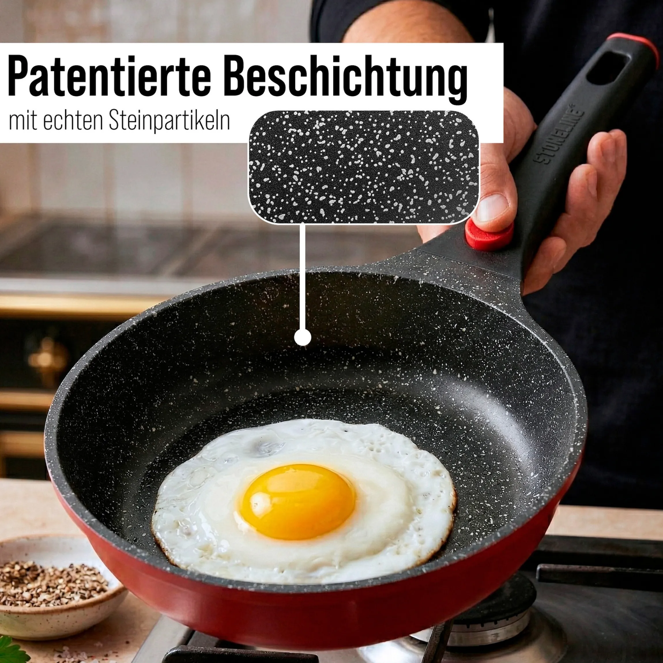 STONELINE SMART Kochgeschirr-Set 8-teilig 18/20/24 | mit Deckeln - Rot