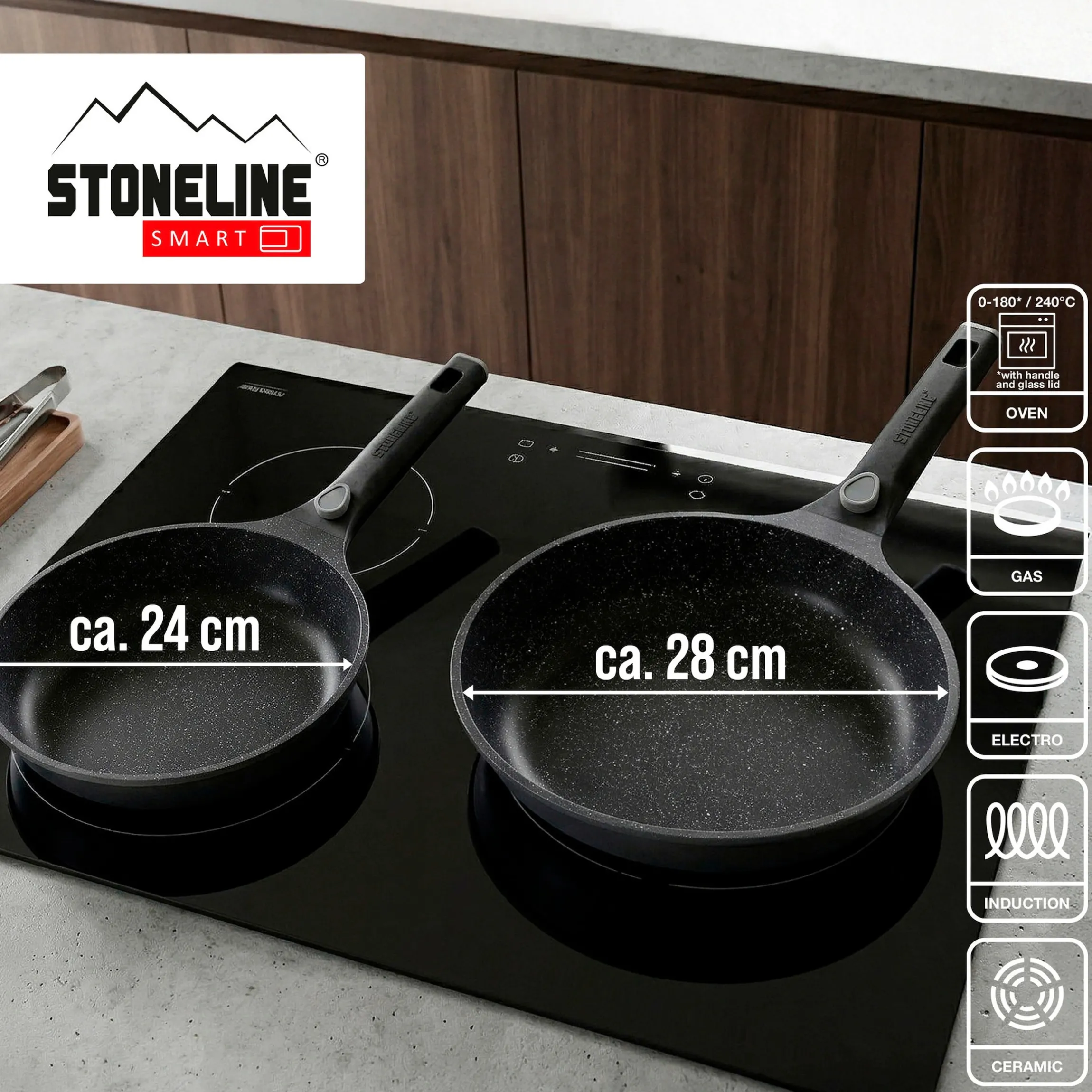 STONELINE SMART Pfannen-Set 2-teilig 24/28 | ohne Deckel - Grau