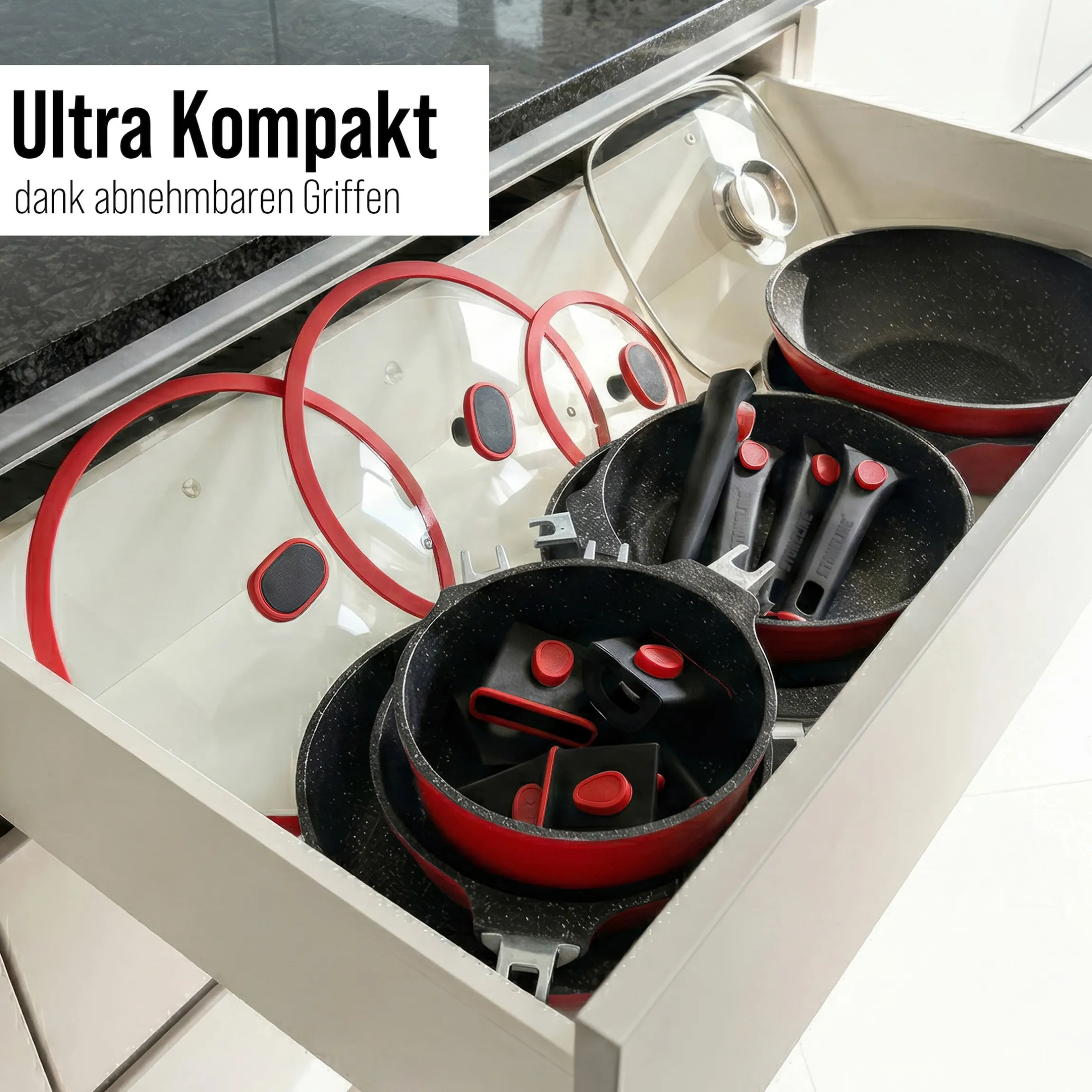 STONELINE SMART Pfannen-Set 6-teilig 20/24/28 | ohne Deckel - Rot