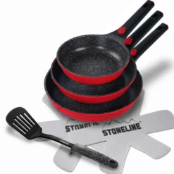 STONELINE SMART Pfannen-Set 6-teilig 20/24/28 | ohne Deckel - Rot