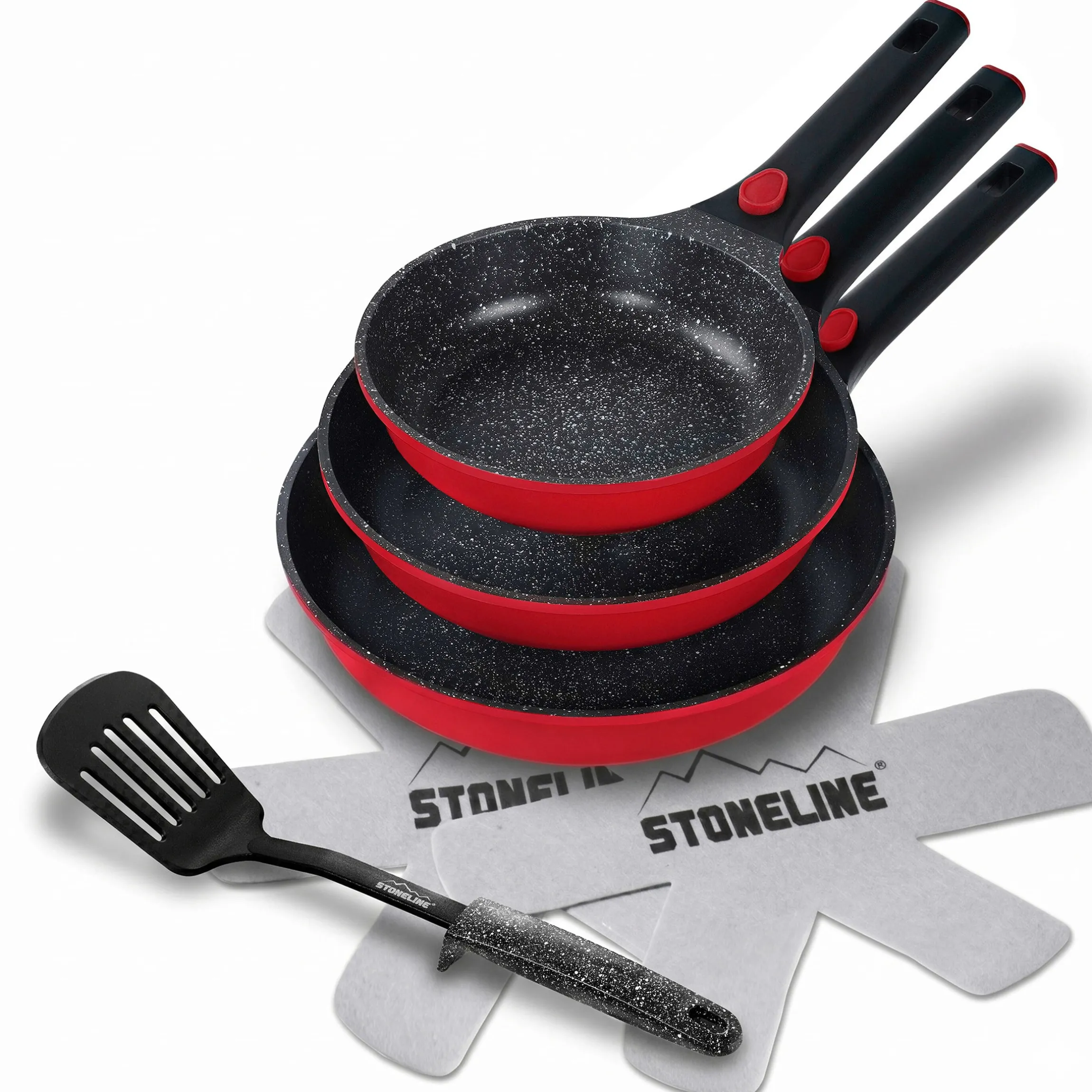 STONELINE SMART Pfannen-Set 6-teilig 20/24/28 | ohne Deckel - Rot