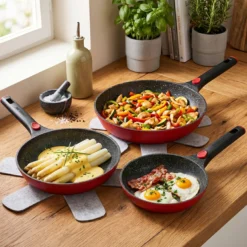 STONELINE SMART Pfannen-Set 6-teilig 20/24/28 | ohne Deckel - Rot