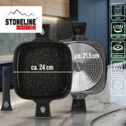 STONELINE SMART Servierpfanne Eckig 24 cm | mit Deckel