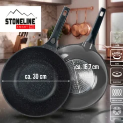 STONELINE SMART Wokpfanne 30 cm | mit Deckel - Grau