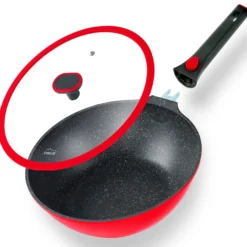 STONELINE SMART Wokpfanne 30 cm | mit Deckel - Rot