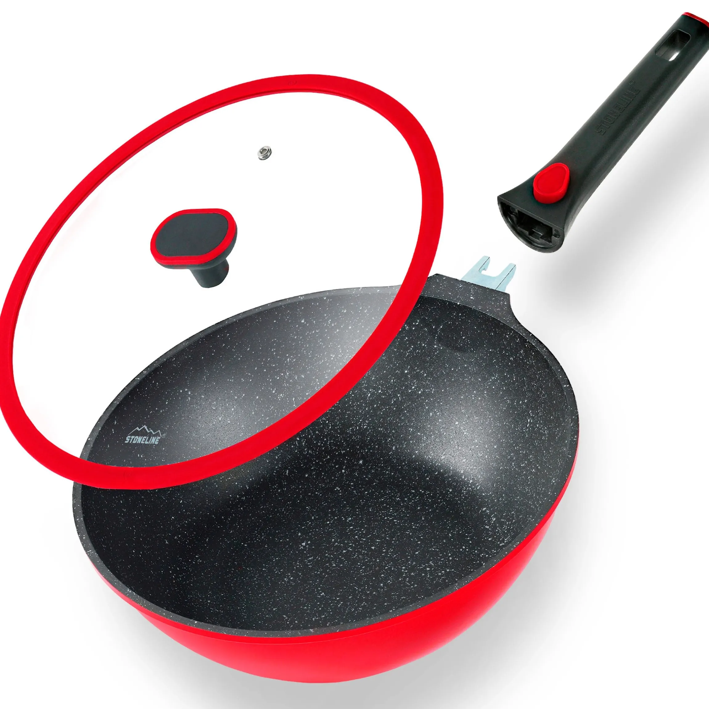 STONELINE SMART Wokpfanne 30 cm | mit Deckel - Rot