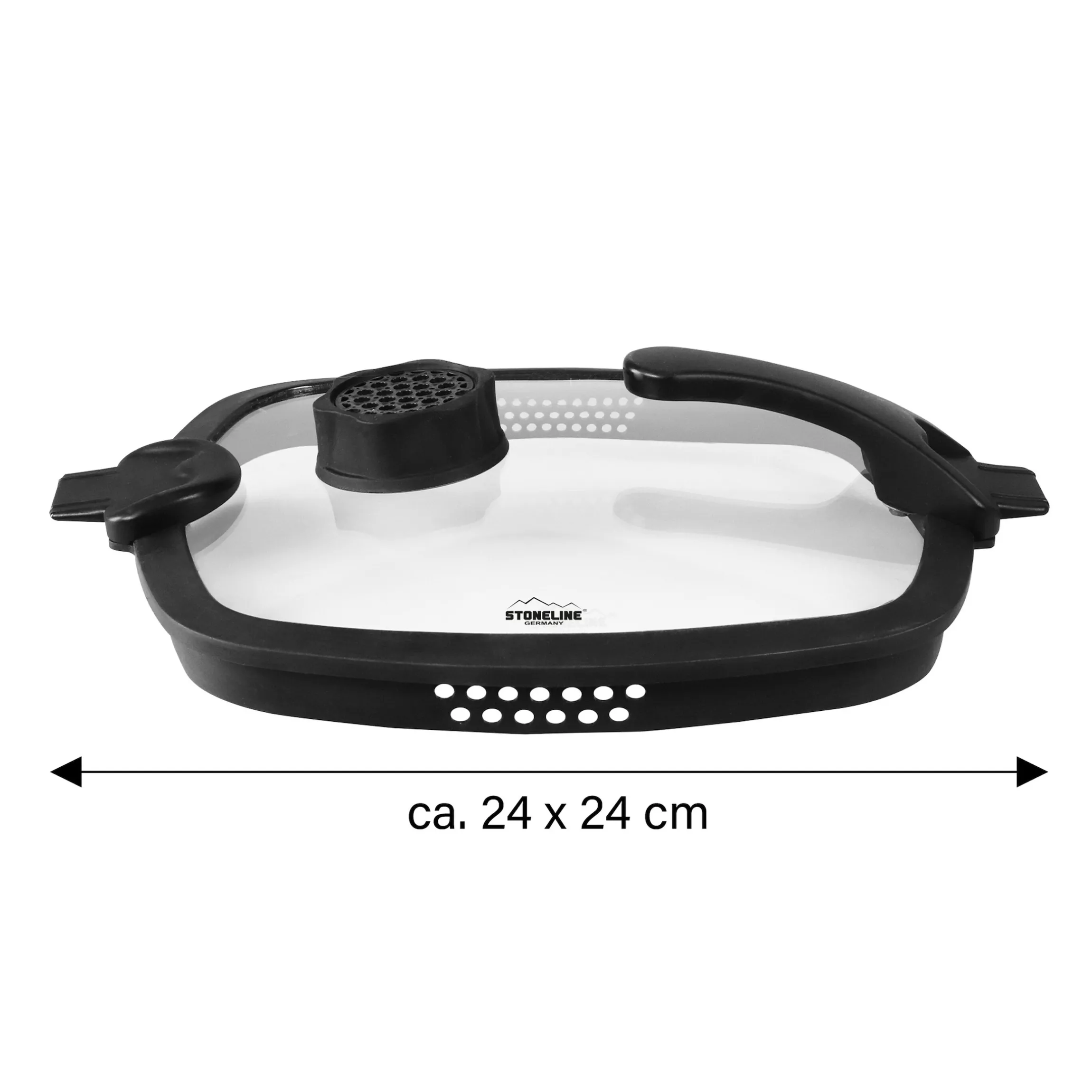 STONELINE SMELL WELL FUTURE Glasdeckel Eckig 24 cm mit SMELL WELL Funktion | Schwarz