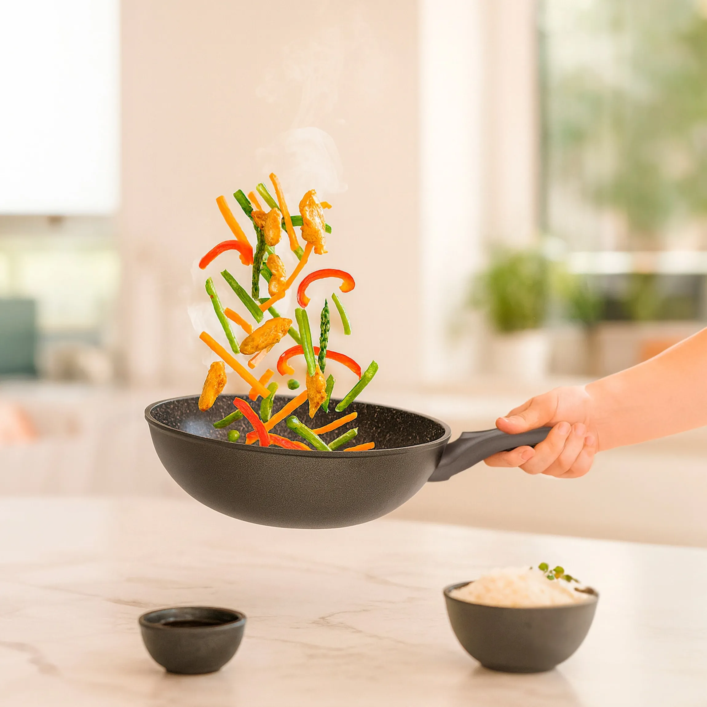 STONELINE Wok 30 cm | Grau