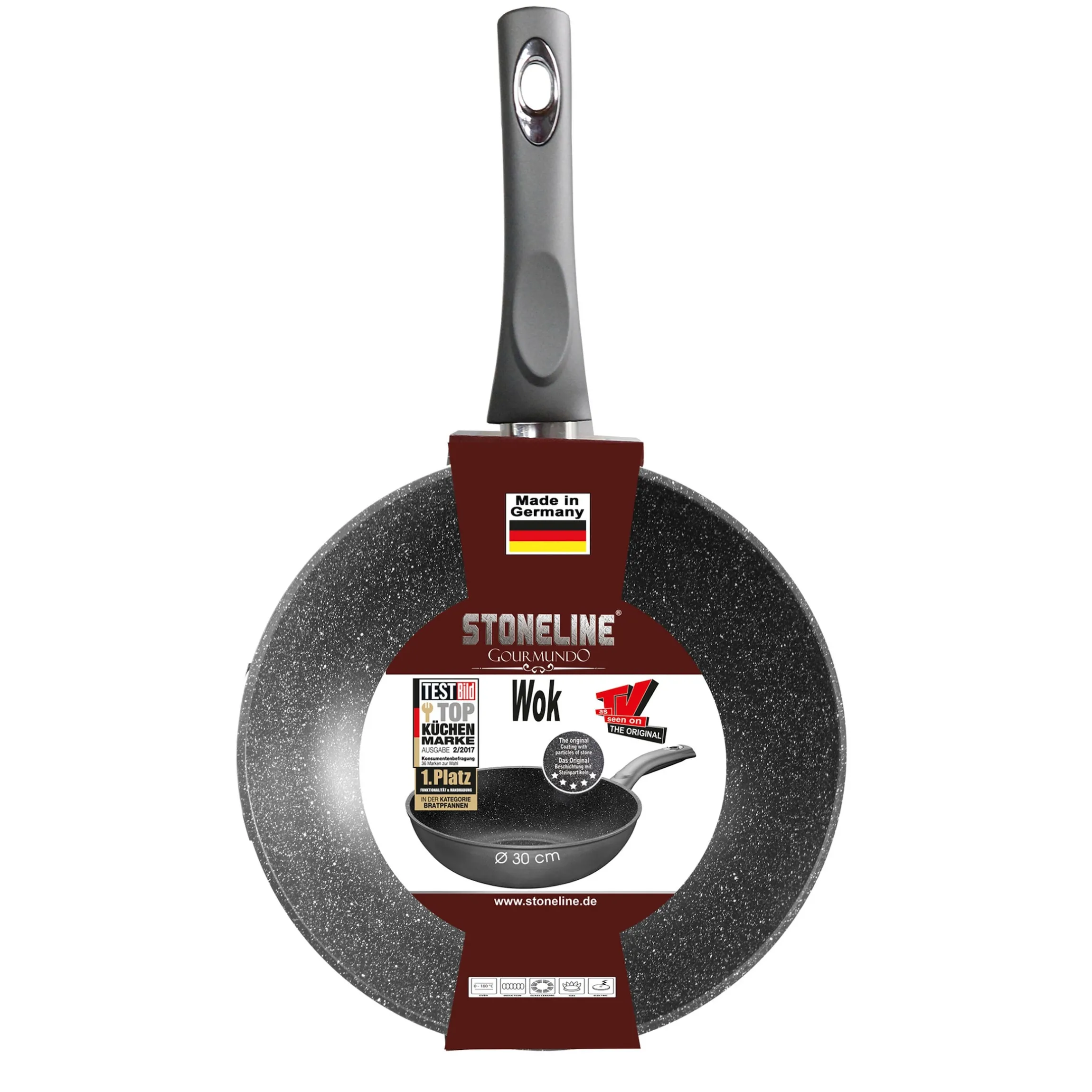 STONELINE Wok 30 cm | Grau