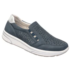 Stretch-Halbschuh mit Leder-Decksohle „Stefanie“ blau