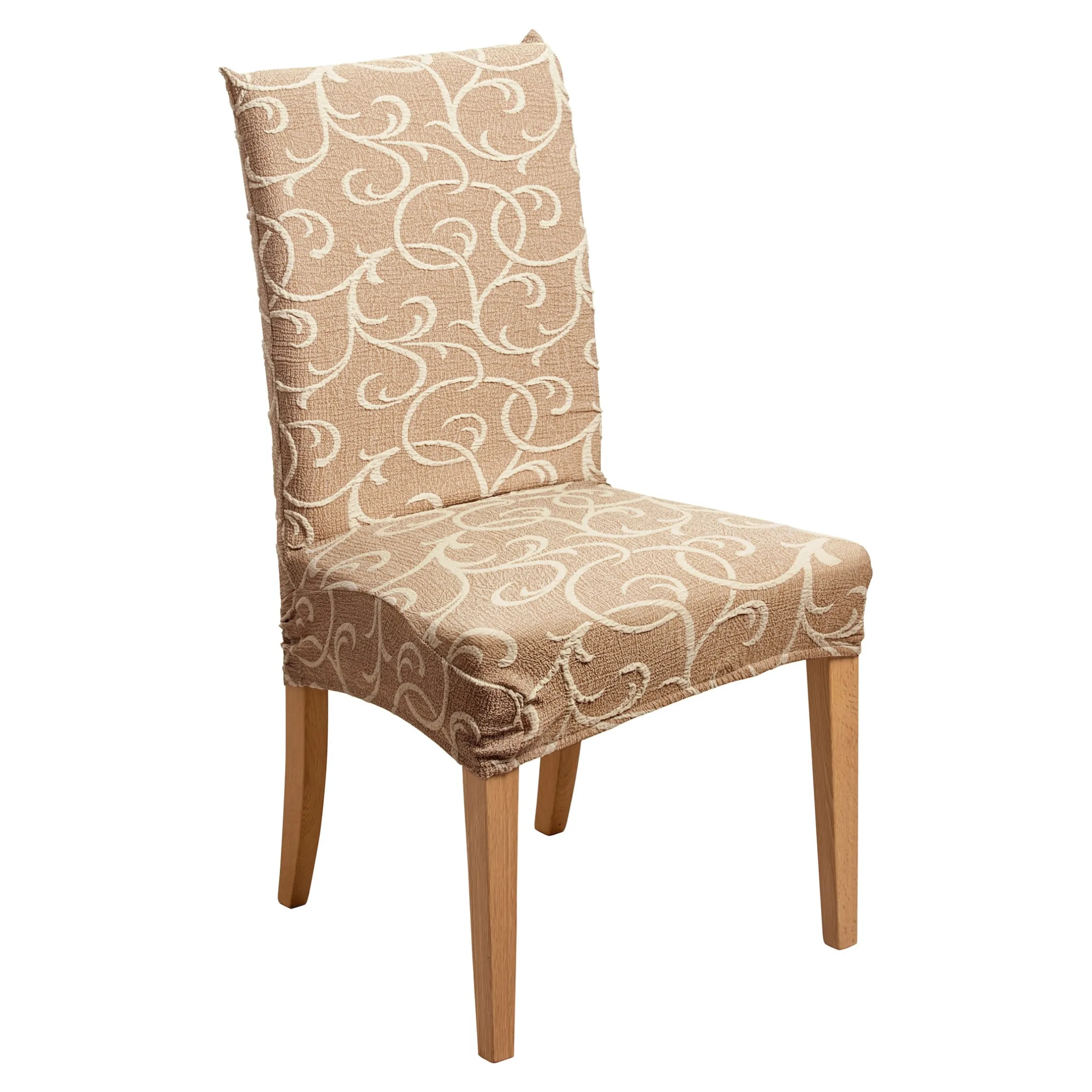 Stuhlhusse „Ornamente“, 2 Stück beige