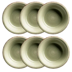 Suppenteller-Set, Steingut LUMACA Olivgrün