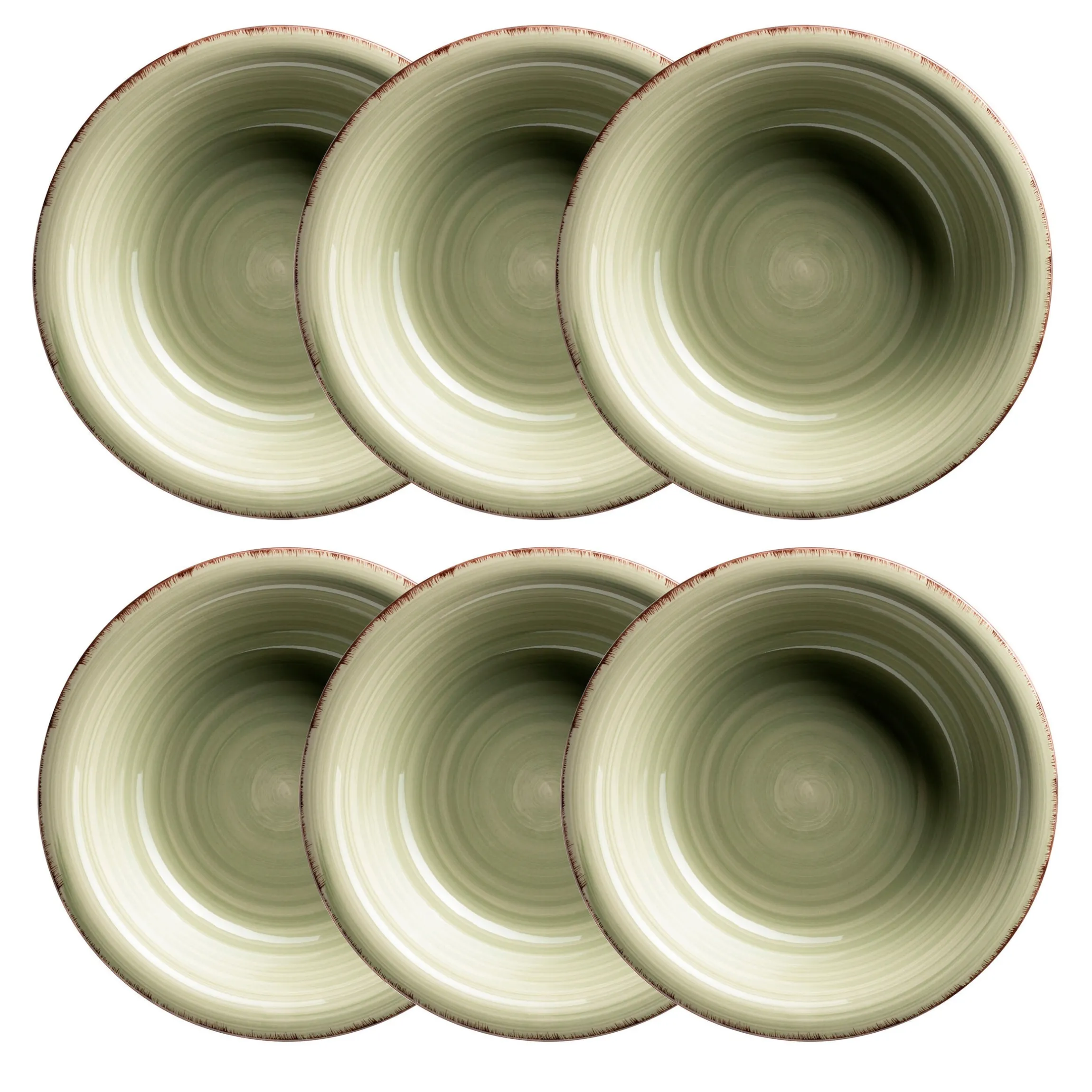 Suppenteller-Set, Steingut LUMACA Olivgrün