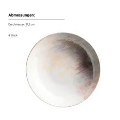 Suppenteller-Set, Steinzeug Aquarellia