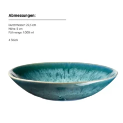 Suppenteller-Set, Steinzeug Carellia Blau