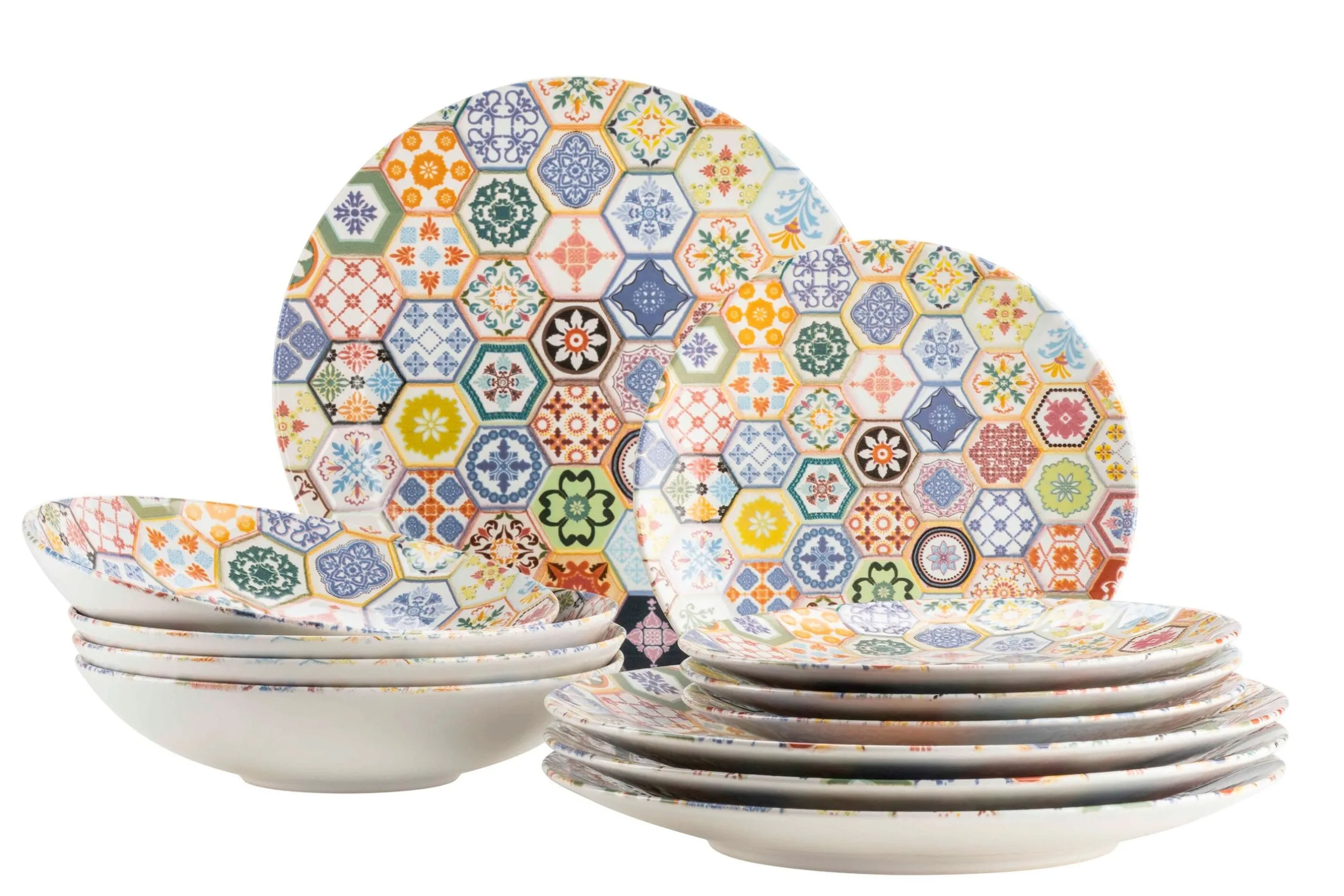 Tafelservice, Keramik Amarante 6 x Speiseteller, 6 x Suppenteller