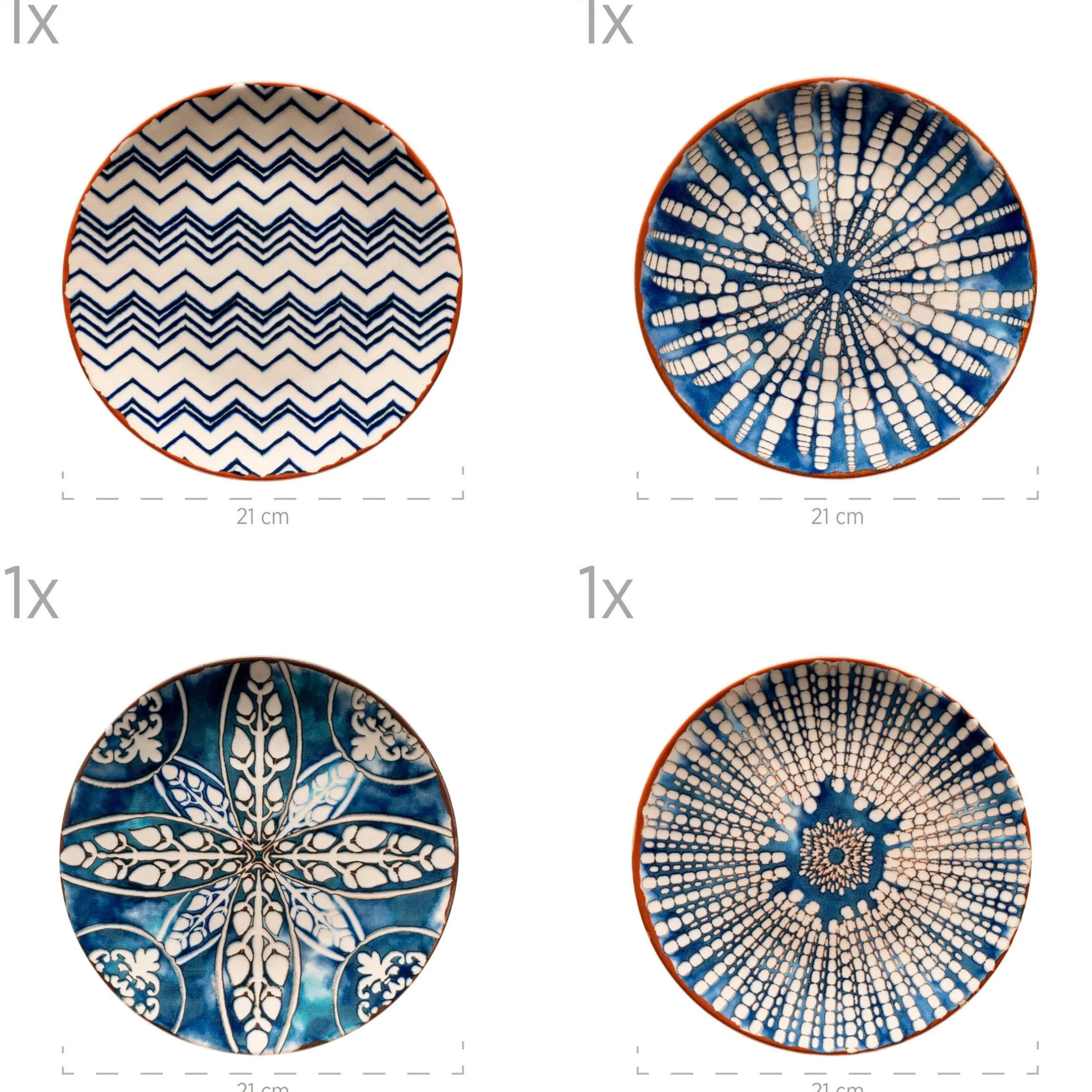 Tafelservice, Steinzeug Iberico Blue 6 x Speiseteller, 6 x Suppenteller