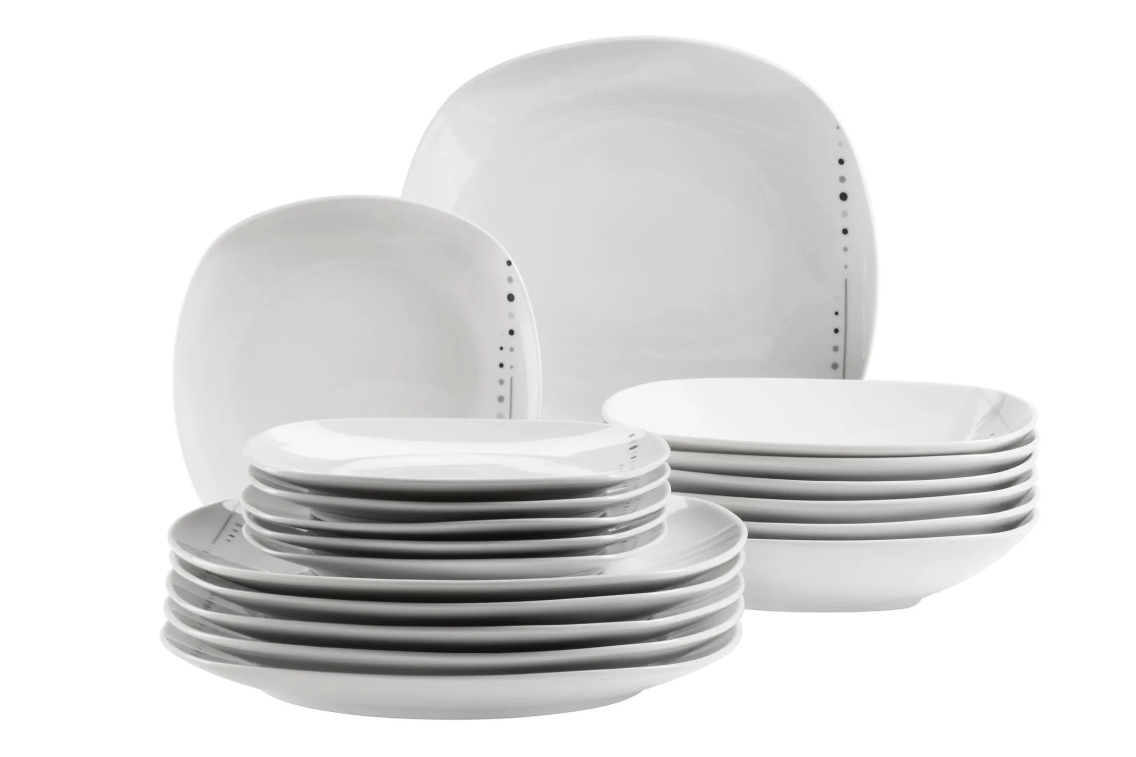 Tellerset, Porzellan Fadilla 6 x Speiseteller, 6 x Suppenteller, 6 x Dessertteller
