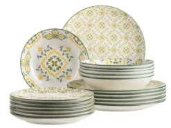 Teller Set, Porzellan Granada Gelb / Grün