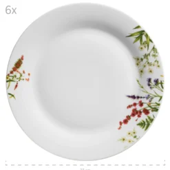 Tellerset, Porzellan Herbal Garden 6 x Speiseteller, 6 x Suppenteller, 6 x Dessertteller