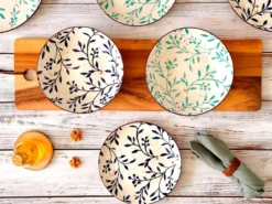 Teller Set, Porzellan Olive Blau