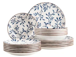 Teller Set, Porzellan Olive Blau