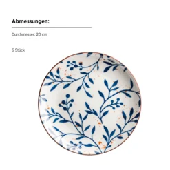 Teller Set, Porzellan Olive Blau