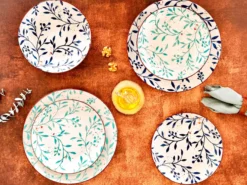 Teller Set, Porzellan Olive Türkis
