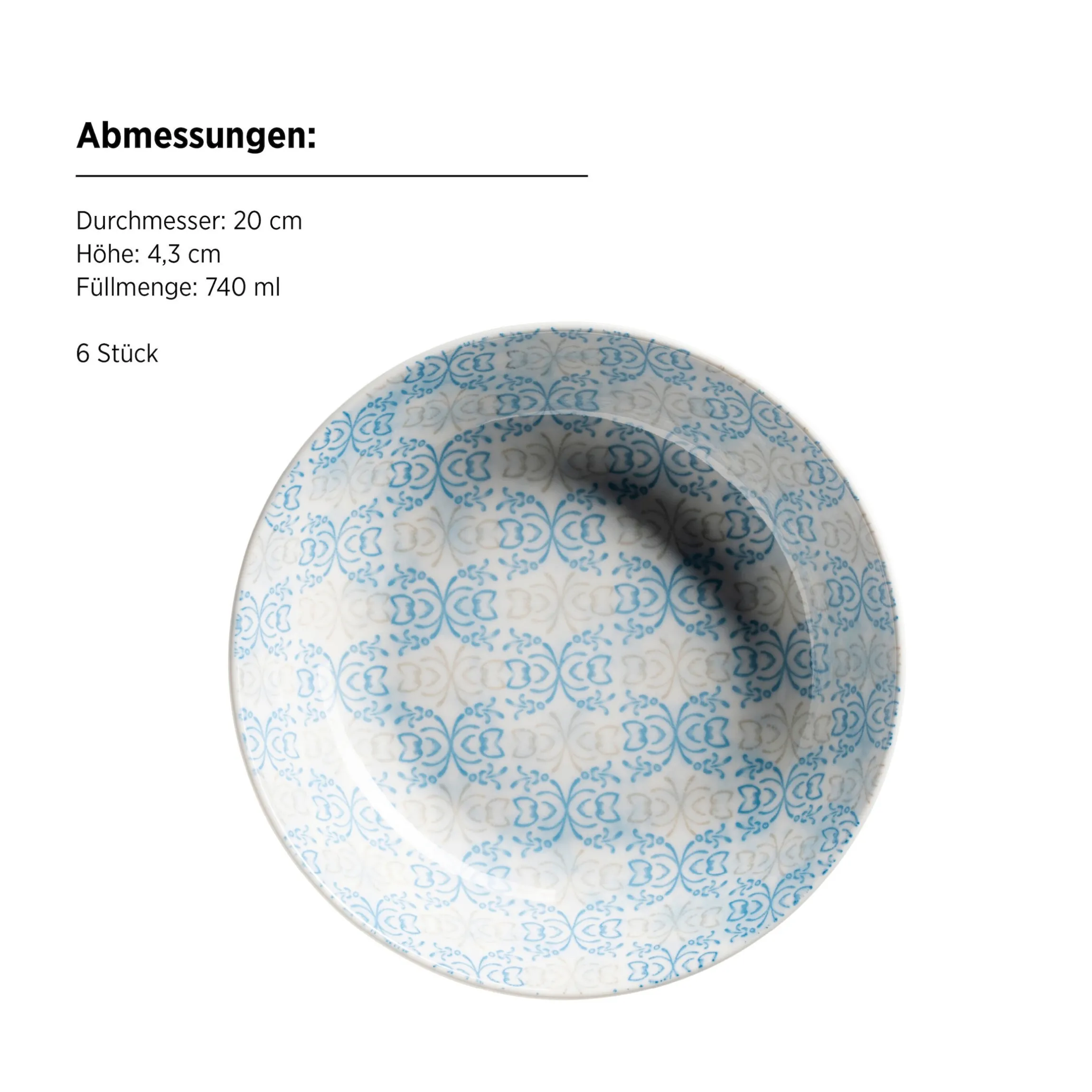 Teller Set, Porzellan Ornea Blau