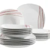 Tellerset, Porzellan Sencilla 6 x Speiseteller, 6 x Suppenteller, 6 x Dessertteller